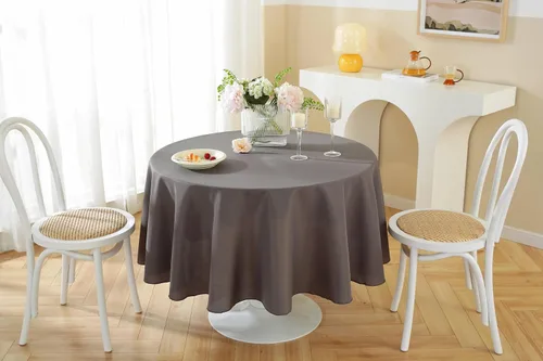 Miniatura 2 de Paquete de 2 Manteles Redondos de 120 Pulgadas de Carbón, Mantel de Poliéster Lavable para Uso en el Hogar, Fiestas, Bodas o Restaurantes.