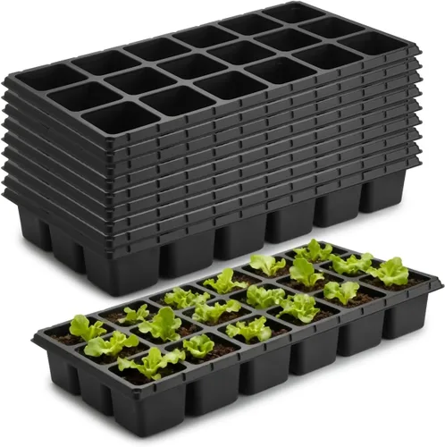 RooTrimmer Paquete de 10 bandejas de 18 celdas para iniciación de semillas, bandejas de plástico de células grandes de 2.9 pulgadas de profundidad,
