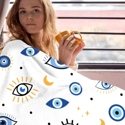 Miniatura 6 de Manta contra el mal de ojo para recién nacidos, manta de envoltura ultra suave, manta energética, de felpa, ligera, acogedora y transpirable, manta
