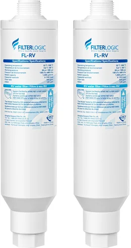 Filterlogic Filtro de agua en línea RV & Marine para barcos, caravanas, certificado NSF, cámper, jardinería, plantación, remolque o casa rodante,