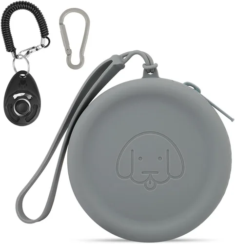 Miniatura 13 de Bolsa de golosinas para perros de silicona, 2 piezas, bolsa para caminar para mascotas para perros y gatos, tamaño bolsillo, fácil de limpiar, sin