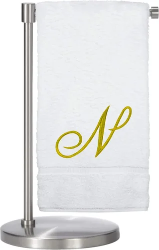 Miniatura 65 de Script R - Toalla de baño con monograma, regalo personalizado, 27 x 54 pulgadas, juego de 1 toalla bordada con texto dorado, 100% algodón turco