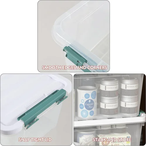 Miniatura 3 de Caja de almacenamiento transparente, paquete de 2 contenedores organizadores de plástico con asa y tapas (14 cuartos de galón y 7 cuartos de galón)