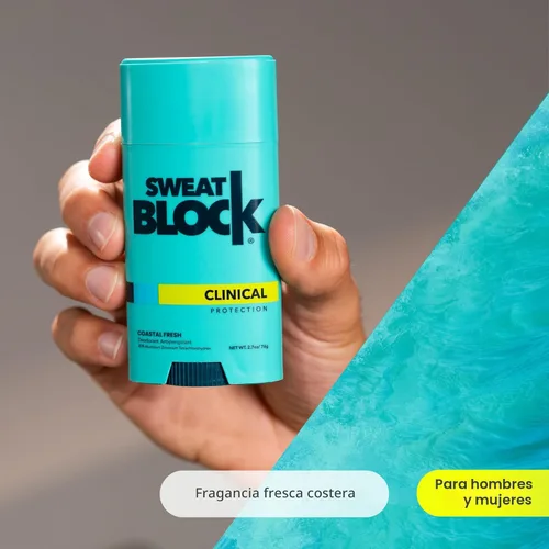 Miniatura 4 de SweatBlock Desodorante y antitranspirante de fuerza clínica para hombres y mujeres, aroma fresco costero, paquete de 2 unidades, protección de 48