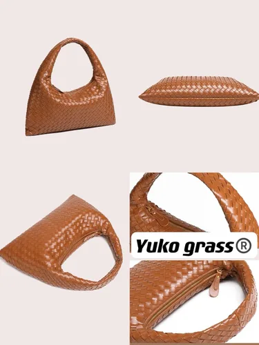 Miniatura 4 de Bolsos de mano grandes para mujer, bolso de mano tejido anudado con asa superior para mujer, bolso de hombro de cuero suave para el hombro