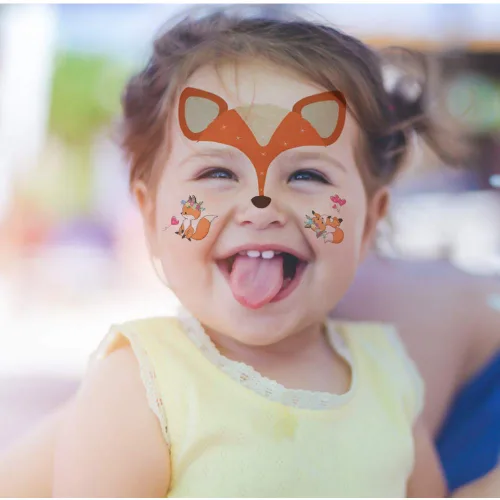 Miniatura 3 de Tatuaje facial temporal de animales para niños, paquete de 10 calcomanías de pintura facial, rellenos de cesta de Pascua, Halloween, Navidad
