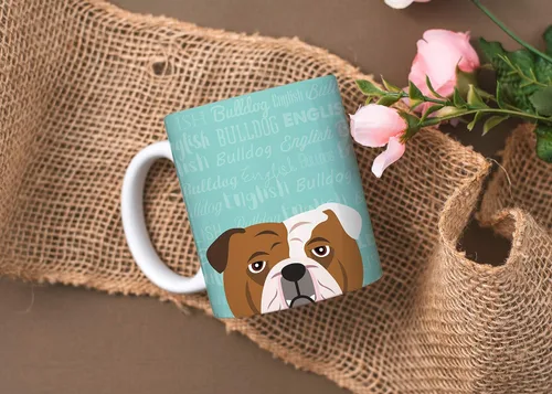 Miniatura 2 de Adorable diseño de raza de perro taza de café de cerámica de 11 oz (Bulldog inglés)