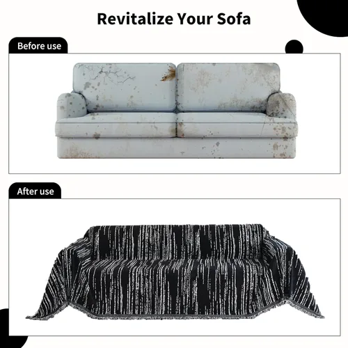 Miniatura 6 de WEYOND funda de sofá de felpilla apta para mascotas, funda de sofá lavable, funda reversible para sofá seccional, sofá biplaza, sofá de 2 o 3 Negro