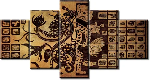 Miniatura 23 de Arte de pared con varios paneles, calendario maya, imágenes de piedra del sol, pinturas de civilización azteca sobre lienzo, sala de estar
