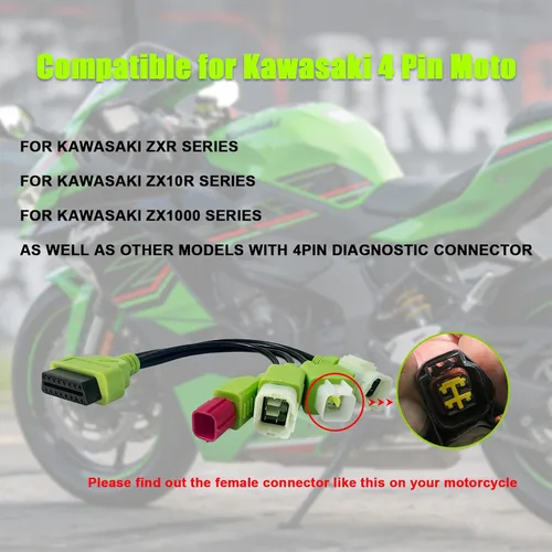 Miniatura 5 de Cable de diagnóstico OBD2 de motocicleta 4 en 1, conector adaptador OBD de 4 pines+6 pines apto para motocicletas Kawasaki, Honda, KTM, Yamaha