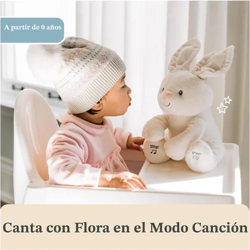 Miniatura 4 de GUND - Baby Flora, el conejo animado de peluche, juguete de animal de peluche que canta para edades de 0 años en adelante, crema, 12 pulgadas