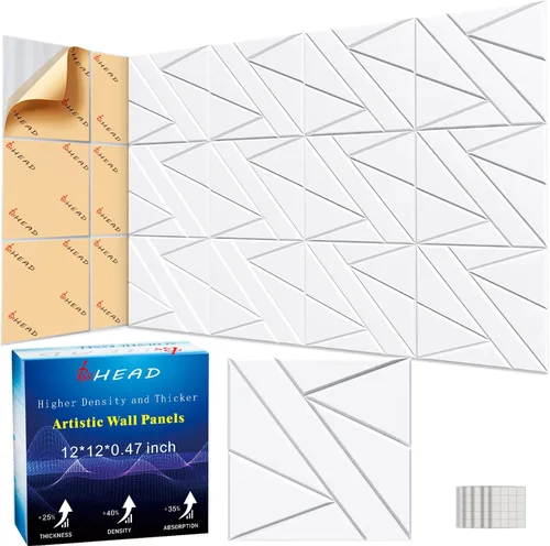 Miniatura 24 de BSHEAD 10 piezas de paneles acústicos de microfibra de 165dtex, paneles de pared insonorizantes autoadhesivos, paneles de espuma de 12 x 12 x 0.4
