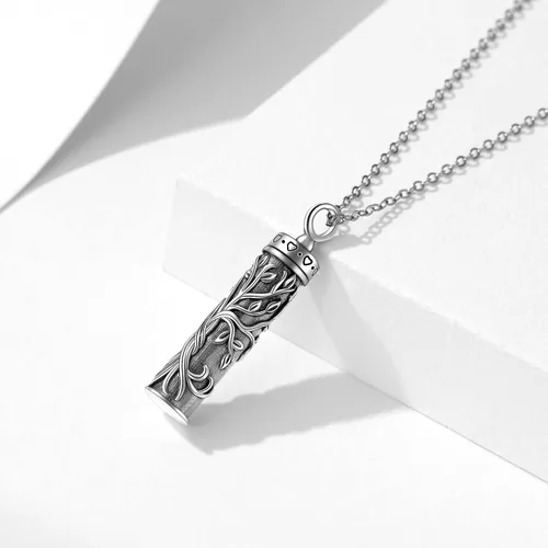 Miniatura 154 de Collar con colgante de urna de cenizas de cremación y árbol de la vida para mujer, plata de ley US1