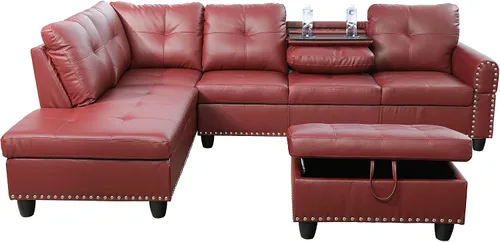 Miniatura 11 de Star Home Living Sofás otomanos seccionales, 97.2 pulgadas de ancho x 69.3 pulgadas de profundidad x 32.3 pulgadas de alto, negro