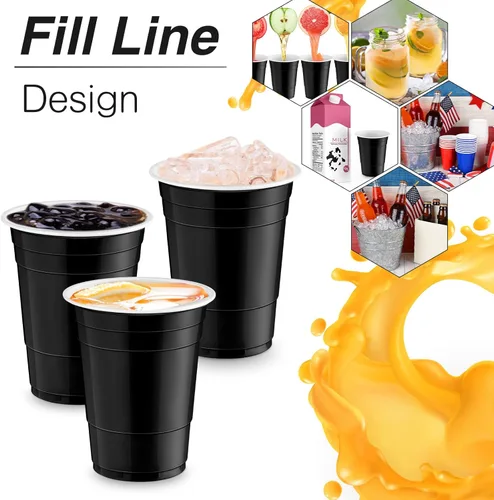 Miniatura 3 de Lounsweer 100 vasos desechables de graduación de 16 onzas para fiesta, vasos de plástico resistentes para agua potable, para cumpleaños, baby
