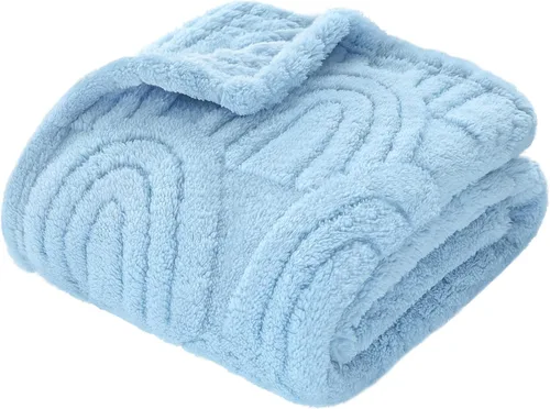 Miniatura 10 de HOMRITAR Manta de Bebé de Forro Polar 3D a Cuadros para Niñas y Niños, Cuadrícula de Tablero de Ajedrez Más Cálida, Comodidad, Reversible, Peluda
