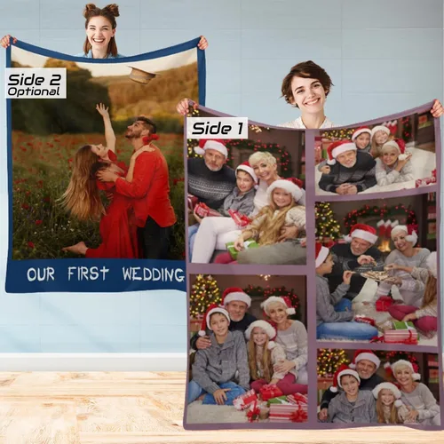 Miniatura 8 de M YESCUSTOM Manta personalizada con imagen y texto, manta personalizada de collage de fotos, mantas de vellón personalizadas para regalo de 1 imagen