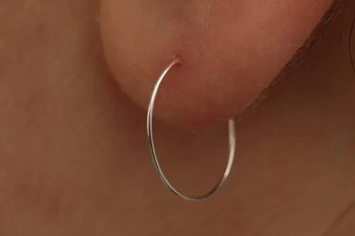 Miniatura 111 de Gold Hoop Earrings Silver Hoop Earrings - Hoop Earrings For Women Two Pcs Of Thin Gold Filled Sterling Silver Hoops, Helix Hoop, Tragus Ring