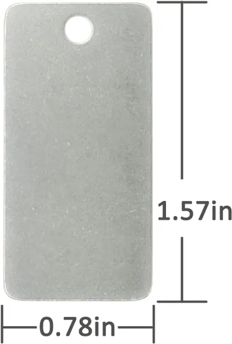 Miniatura 2 de StayMax Paquete de 50 etiquetas rectangulares de acero inoxidable con grabado en blanco con un agujero