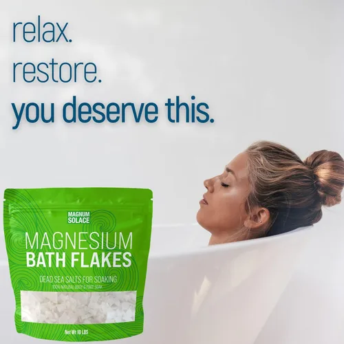 Miniatura 2 de Copos de magnesio para baño, escamas de cloruro de magnesio, sales del mar muerto para remojar, 10 libras