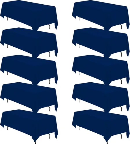 Miniatura 29 de BRILLMAX 6 Pack de Manteles Azul Marino para Mesas Rectangulares de 8 Pies 90 x 156 Pulgadas - 8 pies Mantel Rectangular a Granel de Lino