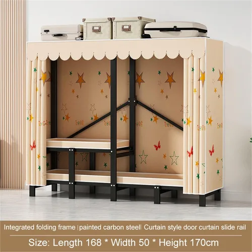 Miniatura 2 de Heavy Duty Portable Wardrobe Closet,Foldable Clothes Hanger With Cover, Portable Metal Wardrobe Closets,Metal Clothing Rack Cotton Cover, Garment