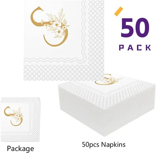 Miniatura 2 de SharkBliss Servilletas de cóctel con monograma, paquete de 50 servilletas de papel desechables con monograma personalizado de letra S dorada