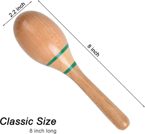 Miniatura 3 de 2 piezas de maracas de madera para niños y adultos, instrumento musical de maracas de madera Verde