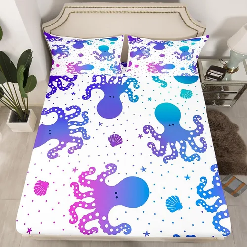 Miniatura 31 de Erosebridal - Juego de sábanas con mapa mundial tamaño TwinXL, juego de ropa de cama azul para niños y niñas, sábana bajera con mapa de varios