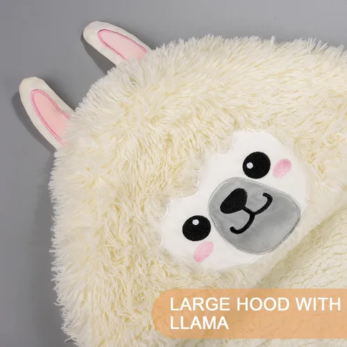 Miniatura 2 de Manta con Capucha de Llama Alpaca Usable para Adultos – Mullida Súper Suave Cálida Acogedora de Franela de Felpa y Sherpa Sudadera con Capucha Manta