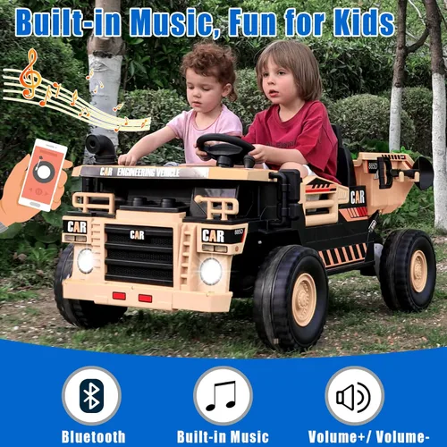 Miniatura 6 de Camión de juguete eléctrico de 12V 10AH de 2 plazas para niños con cama basculante eléctrica, tractor de juguete con control remoto para padres