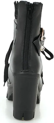 Miniatura 5 de Parisuit Botas de tobillo de plataforma gruesa para mujer con cordones y tacón alto