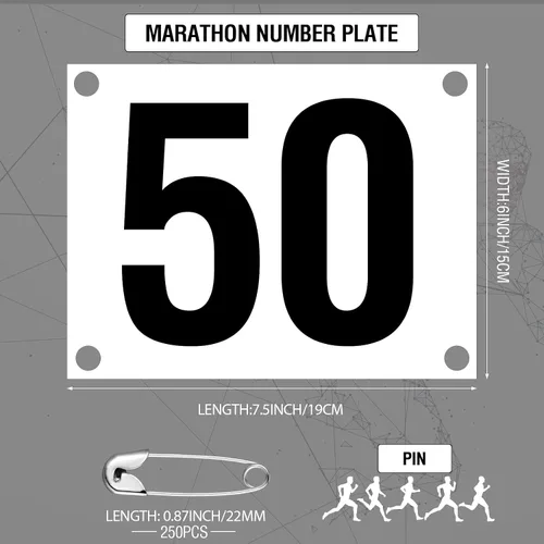 Miniatura 2 de Números de babero para correr con pasadores de seguridad para eventos de competición deportiva de maratón, resistente al desgarro, impermeable, 6 x