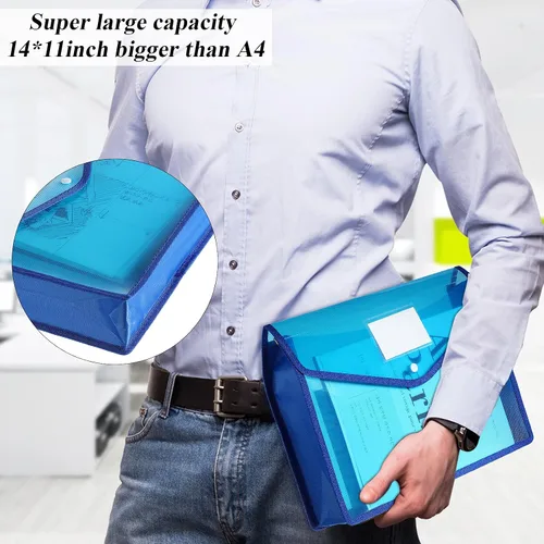 Miniatura 6 de Carpetas de plástico para archivos, 10 unidades, sobres expandibles, organizador de documentos con cierre a presión y bolsillo B4, bolsa Multi