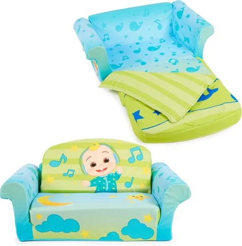Marshmallow Furniture, Sofá de Juego Cocomelon 3 en 1 para Dormir, Tumbona Convertible para Niños, Sofá Cama y Colchón para Siesta de Espuma para