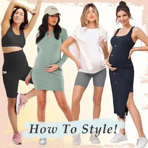 Miniatura 3 de GROTEEN Paquete de 3 pantalones cortos de maternidad para mujer con bolsillos, cintura alta de 8 pulgadas, pantalones cortos de ciclismo