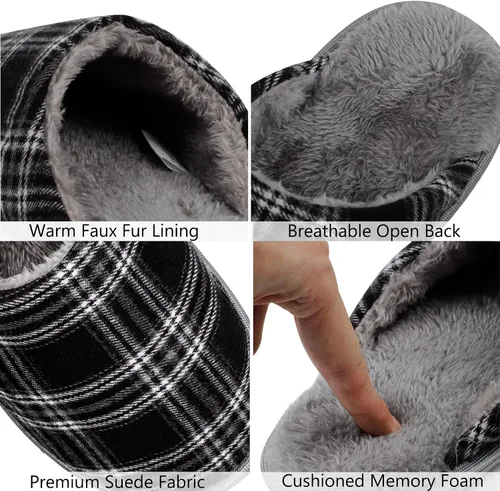 Miniatura 4 de riemot Women's Men's Furry Warm Slippers, Memory Foam Slippers Comfortable Closed Toe House Slippers Shoes Anti Slip Bedroom Sandals Lightweight