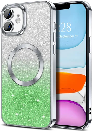 Miniatura 158 de Hython Funda para iPhone 13 Pro transparente con purpurina magnética [compatible con MagSafe] Protector completo de lente de cámara delgado