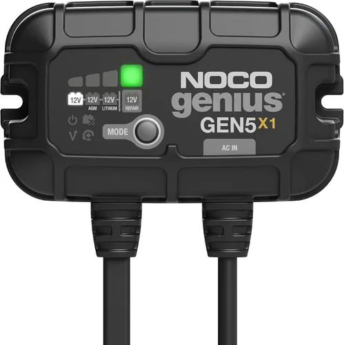 NOCO Genius GEN5X1: Cargador de batería a bordo de 1 banco, 5 A, 5 A por banco, cargador marino impermeable de 12 V con protección contra sobrecarga