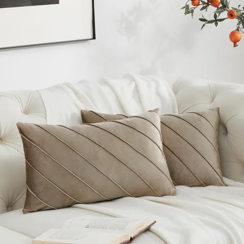 Miniatura 8 de GIGIZAZA Fundas de almohada decorativas de terciopelo de 16 x 16 pulgadas, juego de 2 fundas de almohada color naranja tostado para sofá, fundas