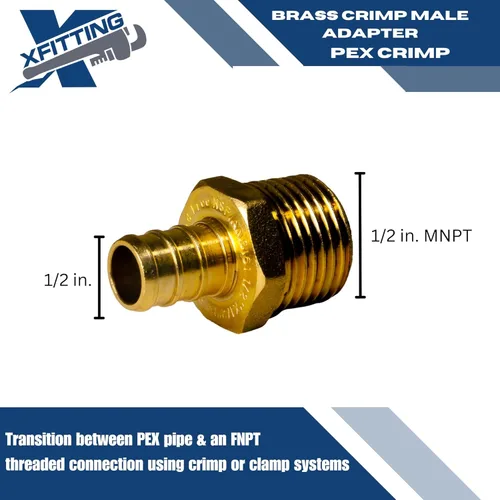 Miniatura 4 de XFITTING - Adaptador macho XFITTING de 1/2" Pex X 1/2", rosca NPT macho, versión crimpada Pex B