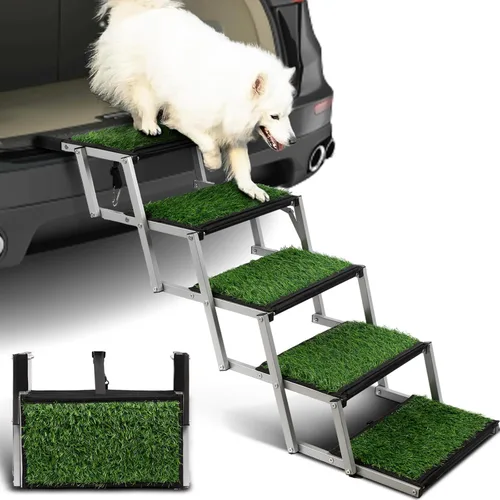 Miniatura 10 de Escaleras para perros para autos, escalones plegables para perros grandes, escaleras portátiles para mascotas para autos, camiones, SUV, rampa