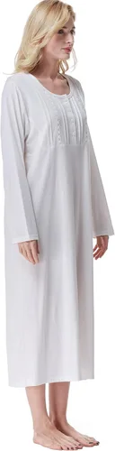 Miniatura 9 de Keyocean Camisones para mujer, algodón suave, cómodo, ligero, manga larga, camisón para dormir