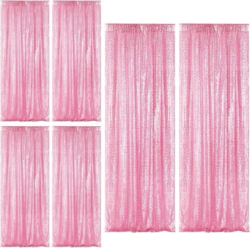 Miniatura 103 de Sugargirl Telón de fondo de lentejuelas negro para Halloween, 4 paneles de 2 pies x 8 pies, cortinas brillantes con purpurina, fondo negro