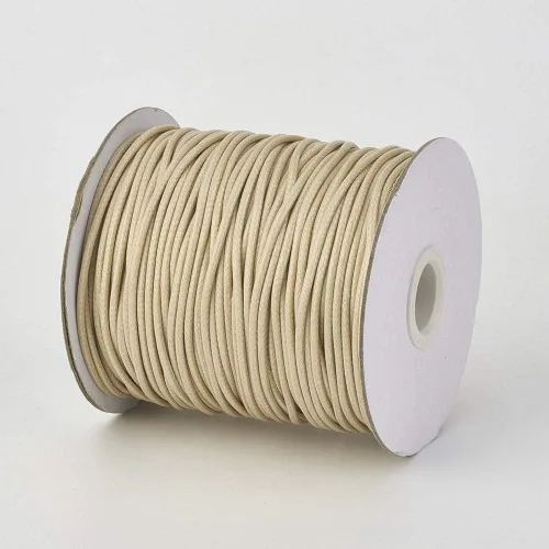 Miniatura 3 de Cordón de poliéster encerado coreano de 100 yardas, hilo de cordón trenzado beige para collar, cuerda de alambre de 0.079 pulgadas con carrete