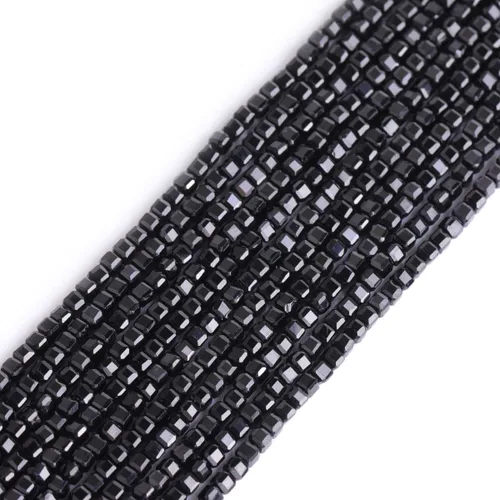 GEM-Inside - Cuentas espaciadoras pequeñas de 0.098 in de espinela negra natural, cuentas espaciadoras en forma de cubo facetado, cuentas para hacer