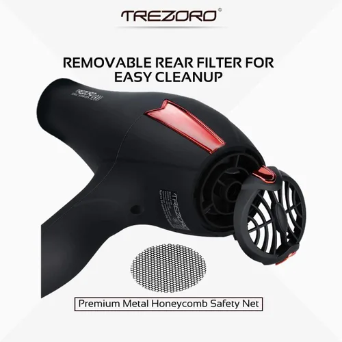 Miniatura 8 de TREZORO Secador de pelo profesional – Secador de pelo iónico de 2000 W con difusor para uso personal y salón de belleza – Secado potente, rápido