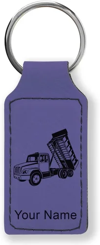Miniatura 24 de LaserGram Llavero rectangular, camión volquete, grabado personalizado incluido