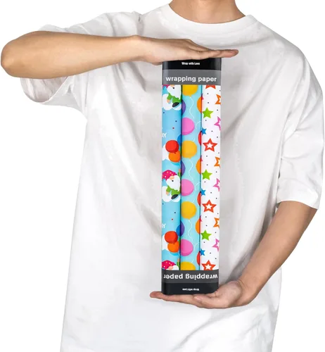 Miniatura 7 de RUSPEPA Rollos de papel de regalo de estraza, mini rollo, para cumpleaños, fiestas, vacaciones, 17 pulgadas x 10 pies por rollo, total de 3 rollos