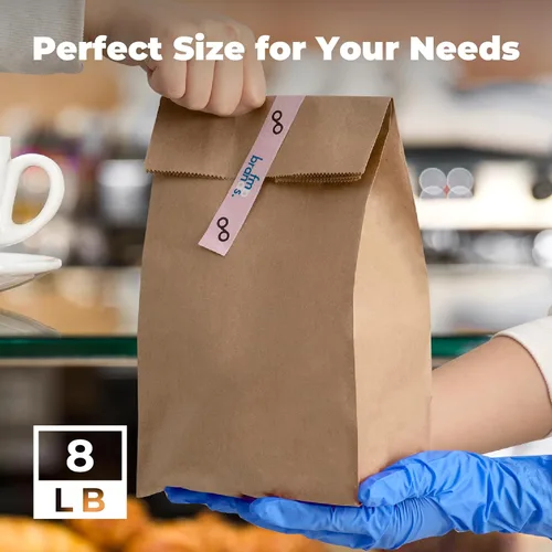 Miniatura 5 de FMP Brands Paquete de 200 bolsas de almuerzo de papel marrón de 8 libras, 12.4 x 6 x 4 pulgadas, bolsas de papel kraft de alta calidad a granel